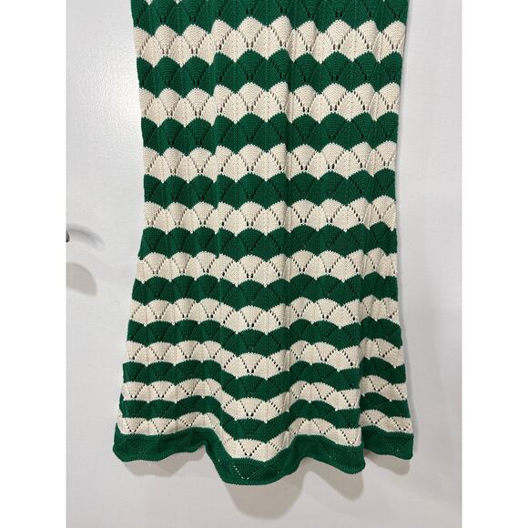 Misa Los Angeles Miss Rosalia Crochet Knit Maxi Dress Emerald Cream Small NWT - Picture 6 of 14